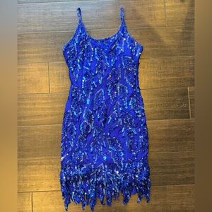 Navy Blue Sequin Mini Dress (X-Small)